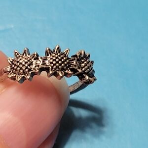 Sunflower Silver Toe  Ring Size 4.5